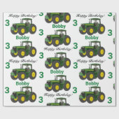 Young Boys Green Tractor Name n Age Birthday Geschenkpapier (Flach)