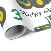 Young Boys Green Tractor Name n Age Birthday Geschenkpapier (Rolleneckpunkt)