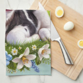 Young Calf mit Blumenreath und Schmetterlingen Geschirrtuch (Viertel Falte)