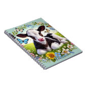 Young Calf mit Blumenreath und Schmetterlingen Notizblock (Rechte Seite)