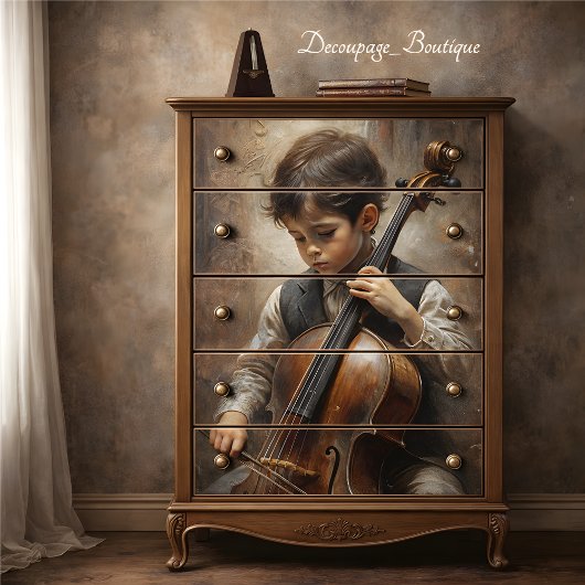 Young Cellist Decoupage Seidenpapier