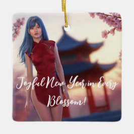 Young Cheongsam Beauty Posing für chinesisches Neu Keramikornament