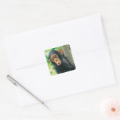 Young Chimpanzee (Pan troglodytes) Quadratischer Aufkleber (Umschlag)