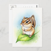 Young Chipmunk Baby Wild Animals Postcard Postkarte (Vorne/Hinten)