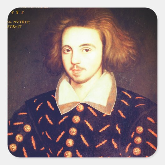 Young Christopher Marlowe Quadratischer Aufkleber (Vorderseite)