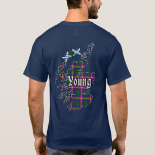 Young Clan Abzeichen & Tartan Map of Scotland T - T-Shirt