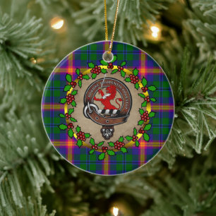 Young Clan Abzeichen & Tartan Personalisiert Weihn Keramik Ornament