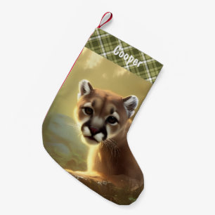 Young Cougar Wildlife Portrait Personalisiert Kleiner Weihnachtsstrumpf