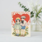 Young Couple Heart Hearts Daisy Postkarte (Stehend Vorderseite)