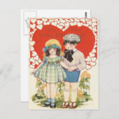 Young Couple Heart Hearts Daisy Postkarte (Vorne/Hinten)