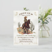 Young Cowgirl Horse Birthday Party Einladung (Stehend Vorderseite)