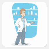 Young Doctor Quadratischer Aufkleber (Vorderseite)