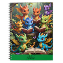 Young Dragons lesen Bücher über die Notebook-Abdec
