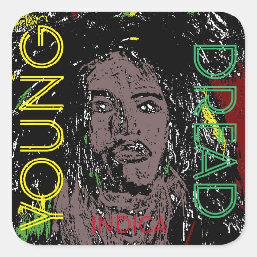 YOUNG DREAD INDICA QUADRATISCHER AUFKLEBER (Vorderseite)