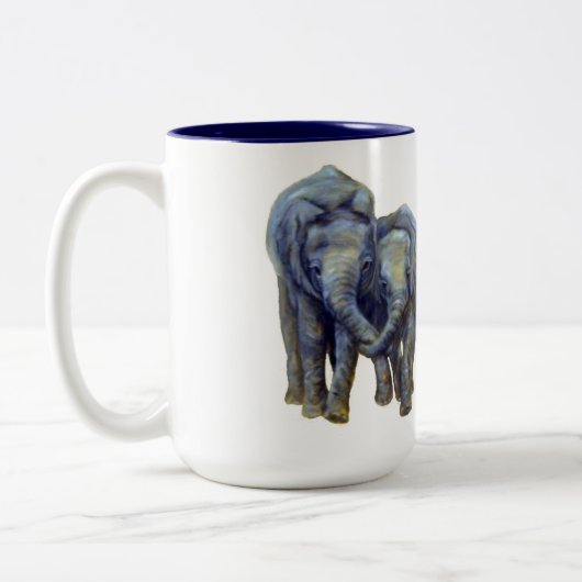 Young Elephants Coffee Mug Zweifarbige Tasse (Links)