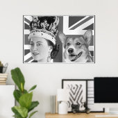 Young Elizabeth II. und ihr Corgi Poster (Heimbüro)