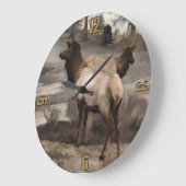 Young Elk Bucks - Banff Alberta Große Wanduhr (Winkel)