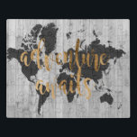 Young Explorer VI Puzzle<br><div class="desc">Ein niedliches Design mit einem goldenen Text und einer schwarzen Weltkarte auf grauem Hintergrund. Künstler: Studio W</div>
