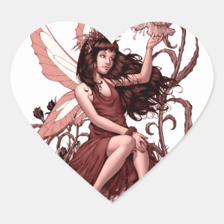 Young Fairy mit Blume von Al Rio Herz-Aufkleber