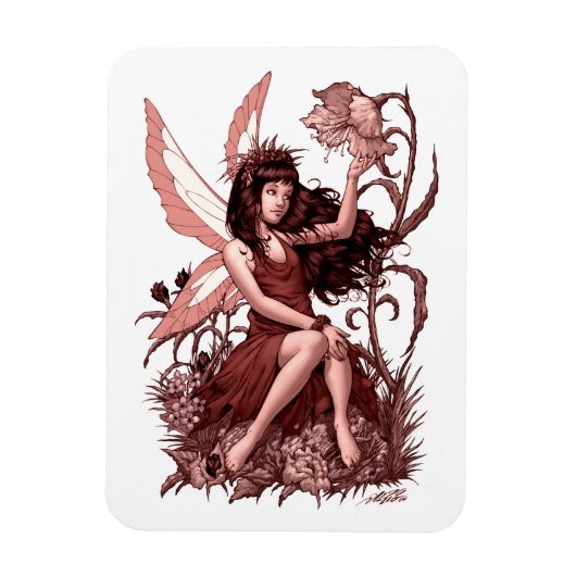 Young Fairy mit Blume von Al Rio Magnet (Vertikal)