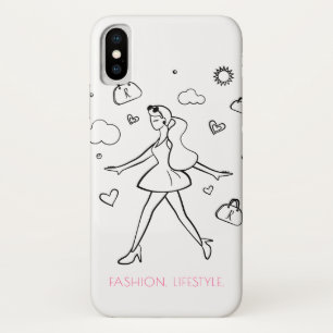 Young Fashion Girl - Skizzierte Kunst in Schwarz u Case-Mate iPhone Hülle