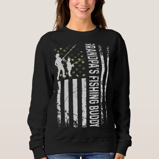 Young Fisherman Grandpas Fishing Buddy Vater Son T Sweatshirt (Vorderseite)