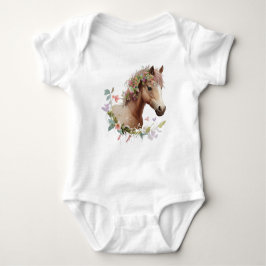 Young Foal Horse mit Blume Baby Strampler