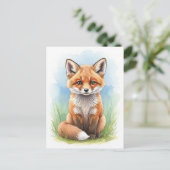 Young Fox Baby Wild Animals Postcard Postkarte (Stehend Vorderseite)