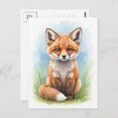 Young Fox Baby Wild Animals Postcard Postkarte (Vorne/Hinten)
