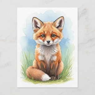 Young Fox Baby Wild Animals Postcard Postkarte