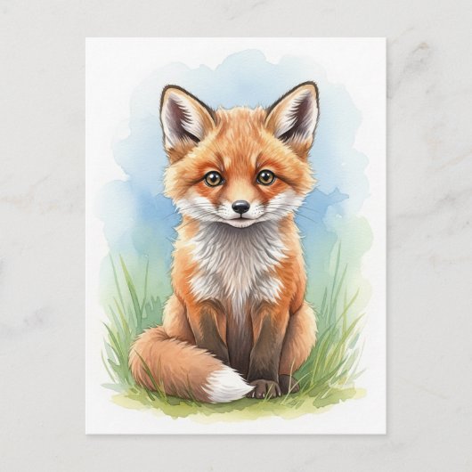 Young Fox Baby Wild Animals Postcard Postkarte (Vorderseite)