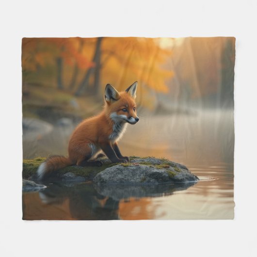 Young Fox im Herbst Fleecedecke (Vorderseite (Horizontal))