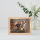 Young Fox Trio Posting Postcross Postcard Postkarte (Stehend Vorderseite)