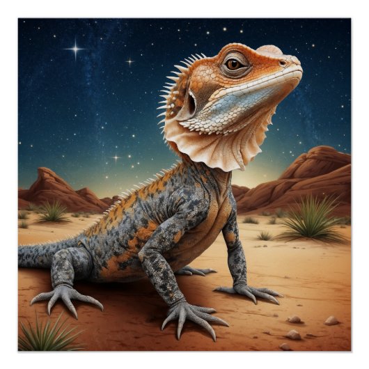 Young Frill-halted Lizard Wildlife Scene Poster (Vorderseite)