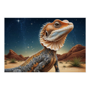 Young Frill-halted Lizard Wildlife Scene Poster