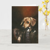 Young Gentleman Dackel Greetings Card Karte (Gelbe Blume)
