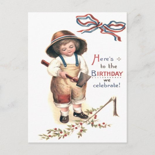 Young George Washington holt Cherry Tree herunter Postkarte (Vorderseite)