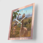Young Giraffe Twins of Africa Quadratische Wanduhr (Winkel)