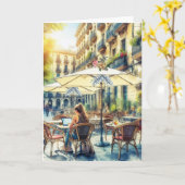 Young Girl Away in der Schule Karte (Gelbe Blume)