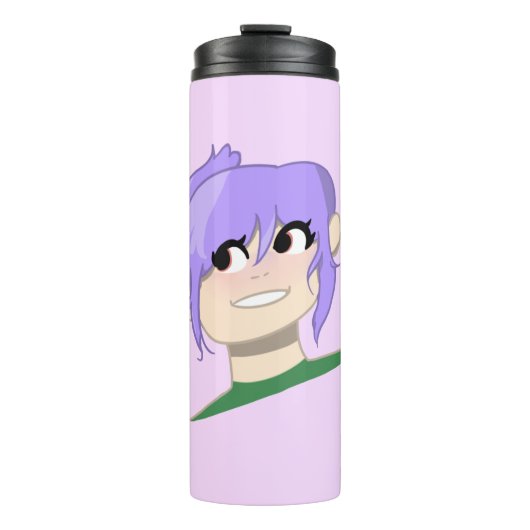 Young Girl Cartoon Face Thermosbecher (Vorderseite)