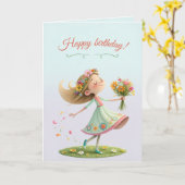Young girl flourishing in the spring breeze karte (Gelbe Blume)