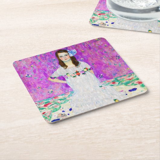 Young Girl, Gustav Klimt Rechteckiger Pappuntersetzer (angewinkelt)