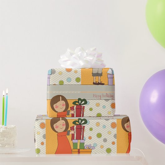 Young Girl Happy Birthday Geschenkpapier