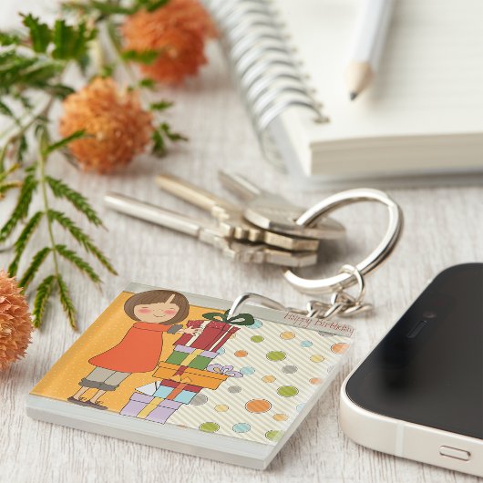 Young Girl Happy Birthday Schlüsselanhänger