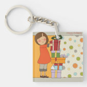 Young Girl Happy Birthday Schlüsselanhänger (Vorderseite)