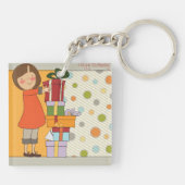 Young Girl Happy Birthday Schlüsselanhänger (Rückseite)