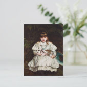 Young Girl Holding a Pet Rabbit Postcard Postkarte (Stehend Vorderseite)