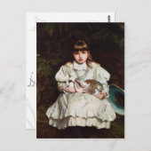 Young Girl Holding a Pet Rabbit Postcard Postkarte (Vorne/Hinten)