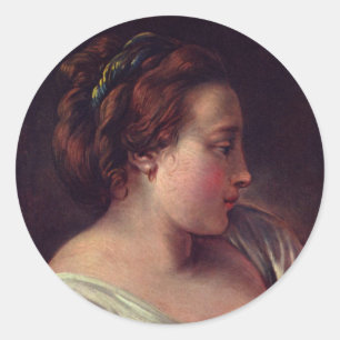Young Girl Jeune filme von Francois Boucher Runder Aufkleber
