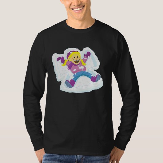 Young Girl Making Snow Angels Winter T-Shirt (Vorderseite)